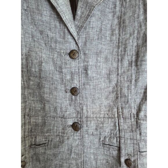 JM Collection Women Grey/Taupe 100% Linen Blazer/A-Line Skirt Suit size 12 - Picture 5 of 8